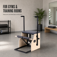 Chaise Wunda en bois YUNMU avec poignées réglables, équipement multifonctionnel de Pilates, entraînement de fitness durable, 4 ressorts coréens importés