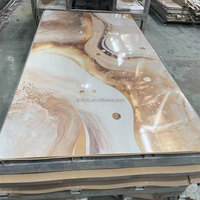 Panneau mural imperméable anti-UV, vente chaude en usine, 1220*2440mm, PVC, marbre, décoration intérieure, design moderne brillant pour hôtel, villa