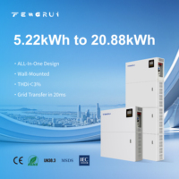 Batterie rechargeable 51,2 V 102 Ah, système de stockage d'énergie empilable à basse tension LiFePO4, montage mural
