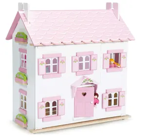 Large Wooden Doll House | Girls Boys 3 Storey Wooden Dolls House Play Set - Suitable For Ages 3+