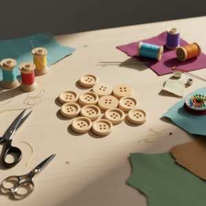 Botones de madera Ilan de 20 mm, paquete de 20 para costura y manualidades - Product Image 2