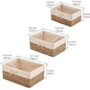 Keranjang Dinding Oval dari Jute Putih dengan Lapisan Kain, Keranjang Cucian Beroda dari Logam, Bukan Kain Tenun, Ukuran XL, Penyimpanan Dapur - Product Image 2