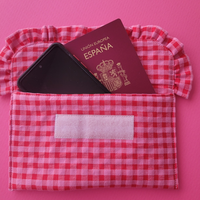 Belle étui cosmétique à carreaux rose à volants pour femmes sur mesure HOOK & LOOP Clutch Portable pour une utilisation estivale