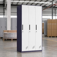 Armoire en acier à 3 portes avec portes métalliques verrouillables pour chambre à coucher, dortoir, appartement et rangement sécurisé des vêtements du personnel