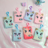 Mini carnet en peluche mignon avec porte-clés, broderie colorée (hibou, ours, papillon, cœur, étoile), carnet de poche moelleux pour enfants, cadeau d'anniversaire