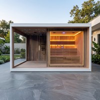 Sauna et douche extérieurs modulaires intégrés à montage facile, cabine de bien-être intelligente pour 3 personnes avec chauffage