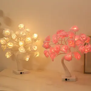 热卖室内发光二极管花树电池供电玫瑰树灯假日卧室装饰灯