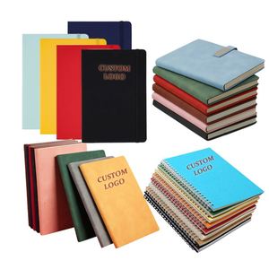 Agenda en cuir PU avec logo imprimé, papier kraft, journal, carnet à spirales A5, carnet personnalisé avec logo pour l'école, les affaires - Product Image 1