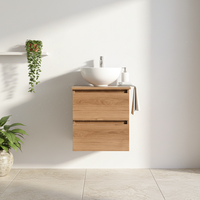 Meuble de salle de bain mural en bois massif de style farmhouse moderne avec lavabo en céramique et finition résistante à l'eau
