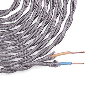 Carrete de cable textil trenzado H03VV-F 2 x 0,75 mm gris oscuro, 5 m, ideal para instalaciones eléctricas y decoración. - Product Image 1