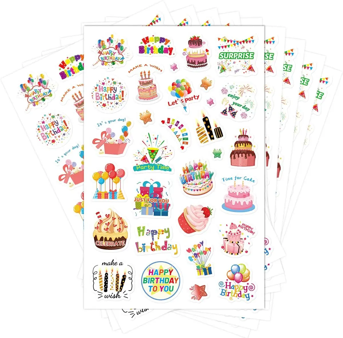 Happy birthday stickers for Kids Adhesive sticker party gifts envelope sealing Gift wrap decorations cake topper decorations