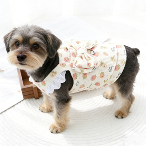 Vêtements pour chiens et chats - Nouvelle collection printemps/été - Robe de princesse en velours côtelé avec attache pour laisse - Pour chiens et chats Teddy Bear et Poodle - Product Image 2