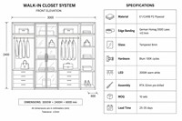 Armoire de chambre moderne et durable à 6 panneaux, démontable, en bois écologique, grande capacité, design peu encombrant, éclairage LED, pour écoles, OEM
