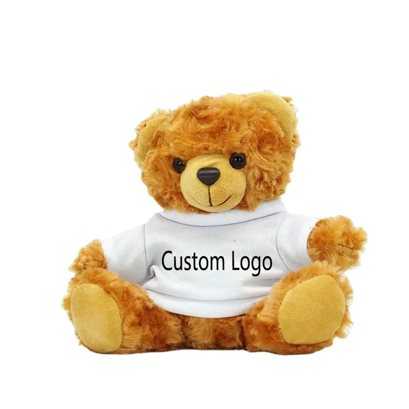 Custom Logo 7Inch Teddyberen Met Sublimatie Shirt Pluche Teddybeer Speelgoed Met T-Shirt Custom Beer Pluche Speelgoed Met Logo T-Shirt