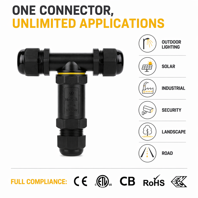 Multi-Application IP68 Waterproof Connector 2-5 Pin Greenway M25 Connector Copper Contact for Solar and Security System