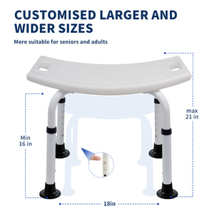 Siège de <span class=keywords><strong>douche</strong></span> en aluminium à ventouses, faible MOQ, capacité 330 LBS, hauteur réglable sur 6 niveaux, livraison rapide, pour la sécurité des personnes âgées à domicile - Product Image 2