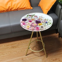 2025 nouveau produit résine Table basse meubles de maison vraie fleur extérieure Table de jardin usine
