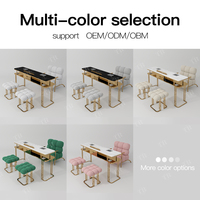 Ensemble table et chaise de manucure Turri Modern avec structure en poutre de roche, mobilier de salon personnalisable pour usage commercial