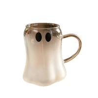 Mug en verre soufflé à la main en forme de fantôme, en verre borosilicate de haute qualité, avec poignée, pour la maison et le bureau, style américain, pour Halloween