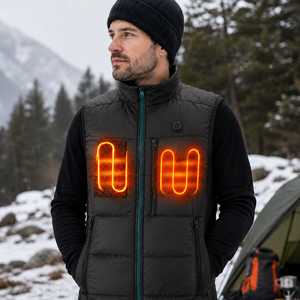 Gilet chauffant pour homme et femme, <span class=keywords><strong>rechargeable</strong></span> par USB, 2 zones chauffantes, gilet thermique matelassé, coupe-vent, randonnée en plein air, ski, gilet chaud - Product Image 2