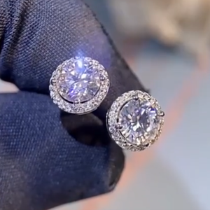 Bông tai tròn kiểu hoa, viền halo, đá moissanite cao cấp 1ct VVS, bạc 925, dành cho nam nữ, quà tặng kỷ niệm, chứng nhận GRA - Product Image 1