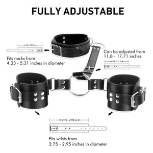 Kit de Contrainte du Cou au Poignet, Collier avec Menottes Sexy pour Esclave, Ensemble de Bondage Réglable pour Couple, Outil de Jeu Sexuel SM - Product Image 3