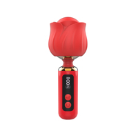 Gelance Weiblicher Masturbationsstab Rose AV Vibrator 9 Modi LED-Anzeige Silikon IPX7 Wasserdicht Magnetisch USB Fernbedienung für Erwachsene