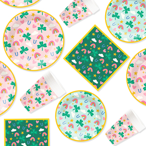 ชุดจานชามเรนโบว์ DAMAI ชุดอาหารวันเกิดเรนโบว์ จานกระดาษแบบใช้แล้วทิ้ง ผ้าเช็ดปากงานเลี้ยงเรนโบว์ สำหรับงานเลี้ยงฉลองทารก 8 ท่าน - Product Image 6