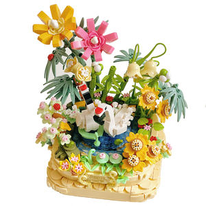 2024 New Cute STEM DIY Toy Flower Bouquet Basket Light Decor Music Box Plastic Birthday <b>Gift</b> Building Block <b>Set</b> for Kids <b>Girls</b> - Product Image 3