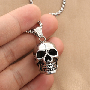 Collar con Colgante de Calavera de Acero Inoxidable, Joyería Punk Retro para Hombre, Diseño Geométrico de Esqueleto 280422 - Product Image 4