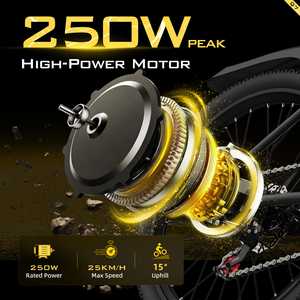 Bicicleta Eléctrica de Montaña Aairsk Q7 con Motor en la Rueda Trasera, Cuadro de Aleación de Aluminio, Batería de Litio de 36V 10Ah, Color Negro, para Desplazamientos Urbanos - Product Image 6