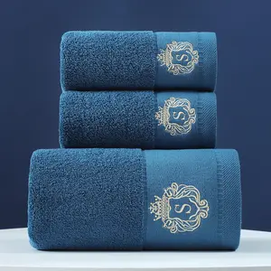 High Quality Hotel Face Bath Towels Set High Density Wholesale Gift Set 3 Pcs 100% Cotton Bath Towels Sets