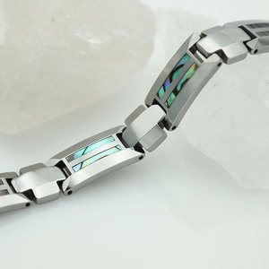 Men's Tungsten Steel Bracelet Inlaid With Seashell Geometric Design Gift Jewelry - Product Image 2
