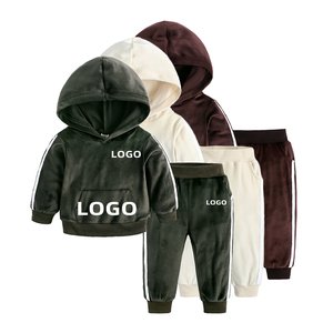 Conjunto Deportivo de 2 Piezas para Adolescentes, Personalizable, Liso, de Terciopelo, para Niñas, Ropa Deportiva de Invierno - Product Image 3