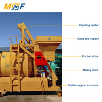 Bétonnière MHF 1300L à tambour, mélangeur de ciment avec élévateur à benne 50-60m³/h pour chantier de construction