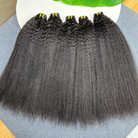 Extensions de cheveux humains vierges vietnamiens de grande qualité, cuticules alignées, texture Kinky Straight, double épaisseur, en lots, pour professionnels