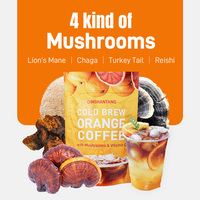 QINSHANTANG Mélange de champignons multiples Lions Mane Orange Organic Rise Mushroom Poudre de café instantané pour l'esprit et le cerveau