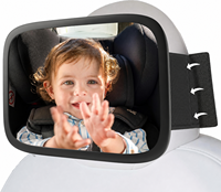 Miroir de voiture portable contemporain orientable à 360° avec cadre ABS et fixation sur appuie-tête, en acrylique, orienté vers l'arrière pour bébé