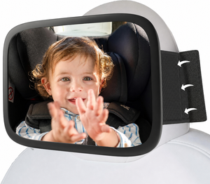 Miroir de voiture portable contemporain orientable à 360° avec cadre ABS et fixation sur appuie-tête, en acrylique, orienté <span class=keywords><strong>vers</strong></span> l'arrière pour bébé - Product Image 1