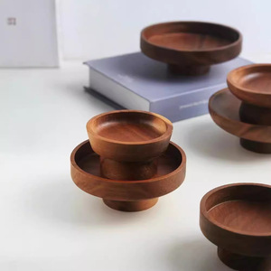 Solid Wood Oval Tea Cup Storage Rack Tall Aromatherapy Tray For <b>Home</b> Living Room - Product Image 2