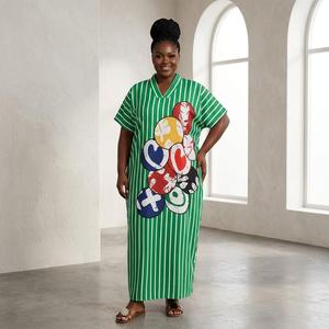 Abito lungo da sera africano da donna, taglie forti, estivo, ricamato, in pizzo Bazin, anti-chiffon, stile Kaftan Boubou - Grande offerta - Product Image 5