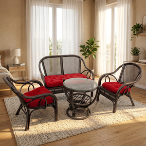 Ensemble de salon Lurdos en rotin, moderne, élégant et confortable, table basse durable, meubles artisanaux pour la maison et la villa - Product Image 5