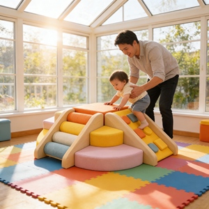 ผนังปีนป่ายในร่มหลากสีสันสำหรับเด็ก ออกแบบมาด้วยที่จับรูปสัตว์และสไลเดอร์แบบนุ่มนวล - Product Image 1