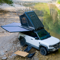 ADA OVERLAND Tente de toit triangulaire en aluminium pour 2 personnes, luxe tout-terrain, glamping avec tapis anti-humidité