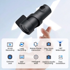 Mini caméra de tableau de bord pour voiture, compatible iOS et Android, avec stockage instantané 2K, enregistrement en boucle, prise de photos, stockage en temps réel et moniteur Android - Product Image 1