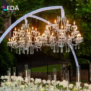 LEDA Black or White Iron Metal Background <b>Frame</b> Hook Arc Chandelier Light <b>Arch</b> Stand for Outdoor Wedding Decoration - Product Image 3