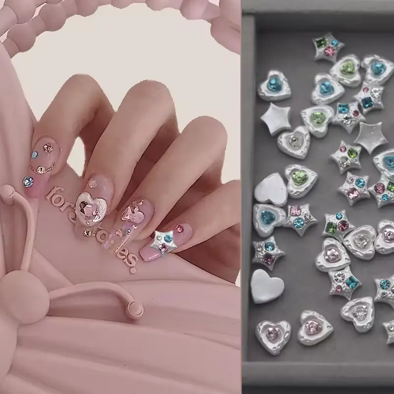 Toptan reçine renkli Rhinestone kristal tırnak aksesuarları Pour nel tasarımcı tırnak takılar dökün