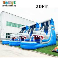 Toboggan aquatique gonflable géant de 20 pieds de haut avec piscine à vendre