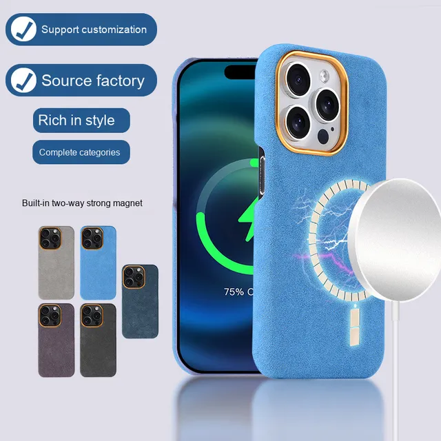 Italian Luxury for Alcantara Magnetic Phone Case for Apple for iPhone 15 ProMax Plus Stylish XR Model Mobile Phone Protector