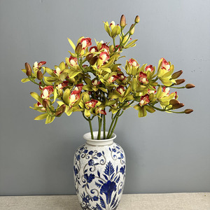 Piante Artificiali, Bouquet di Cymbidium per Decorazione Ufficio e Giardino, Arredamento Casa, Fiori Artificiali Personalizzabili - Product Image 2